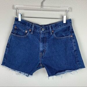 LEVIS Dark Blue High Rise Cutoff Jean Shorts Small